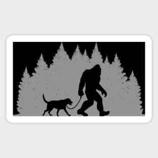 Bigfoot Forest Dog Walker for Animal Lovers Sticker